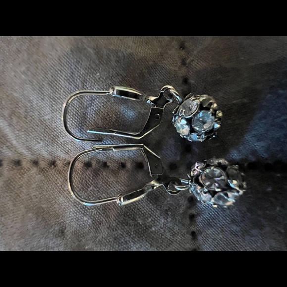Silver ball drop earrings - Picture 2 of 2